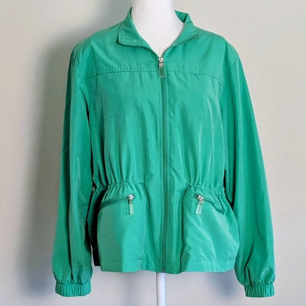 KORET Petite Women's Lightweight Drawstring Waist Jacket  Size PL  Green
